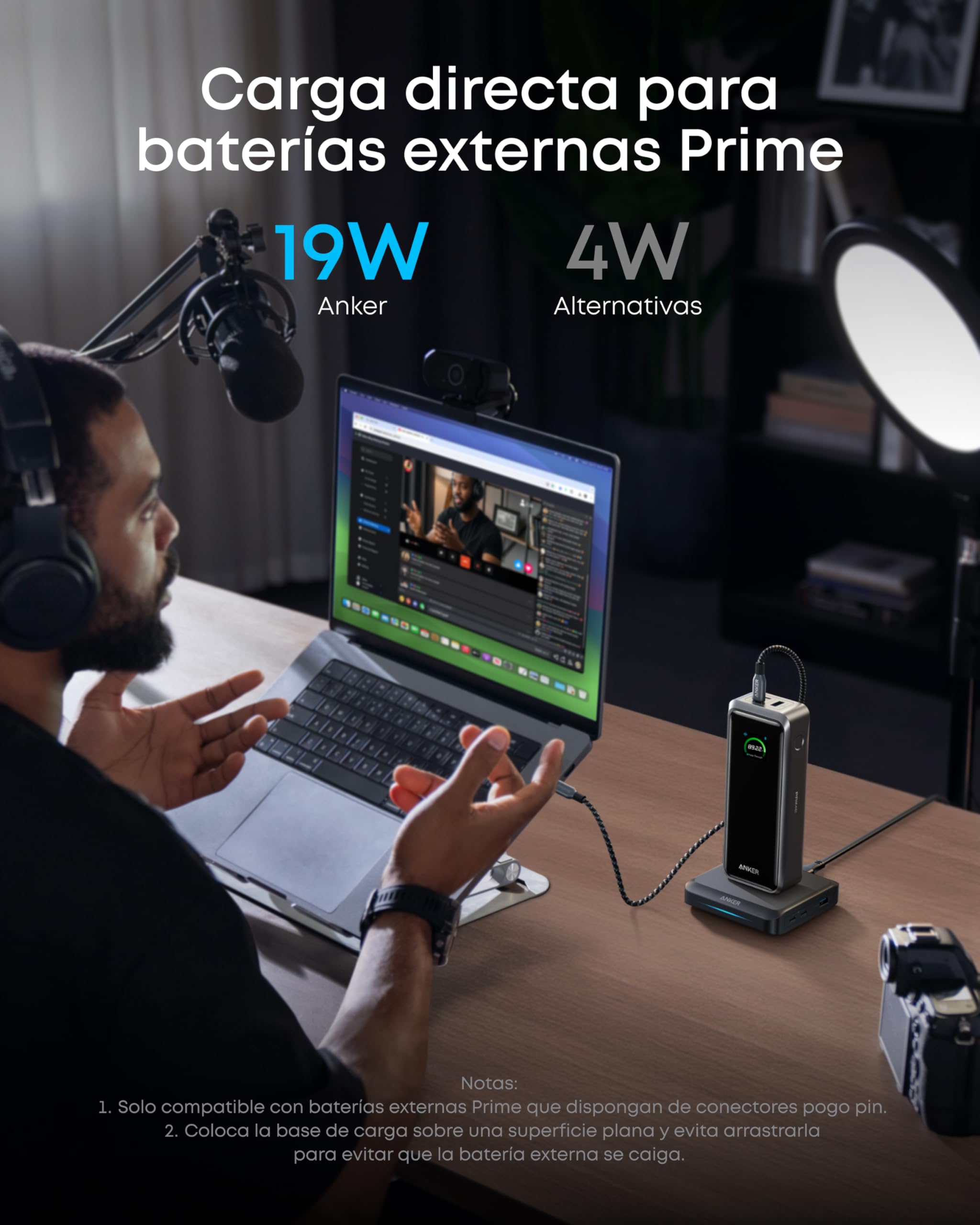 Anker Base de Carga 150 W máx., 3 Puertos para Anker Prime | Carga rápida, compatible con MacBook Pro Air, DELL, iPhone 17/16/15 y Samsung. Powerbank no incluido