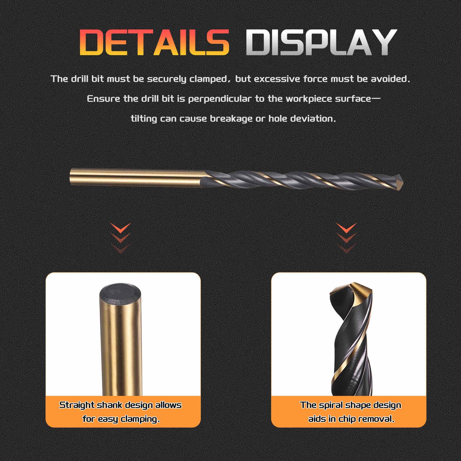CoCud Drill Bit, 4mm Cutting Diameter, 4341 HSS Jobber Bits Gold and Black 118° Cutting Angle - Image 3