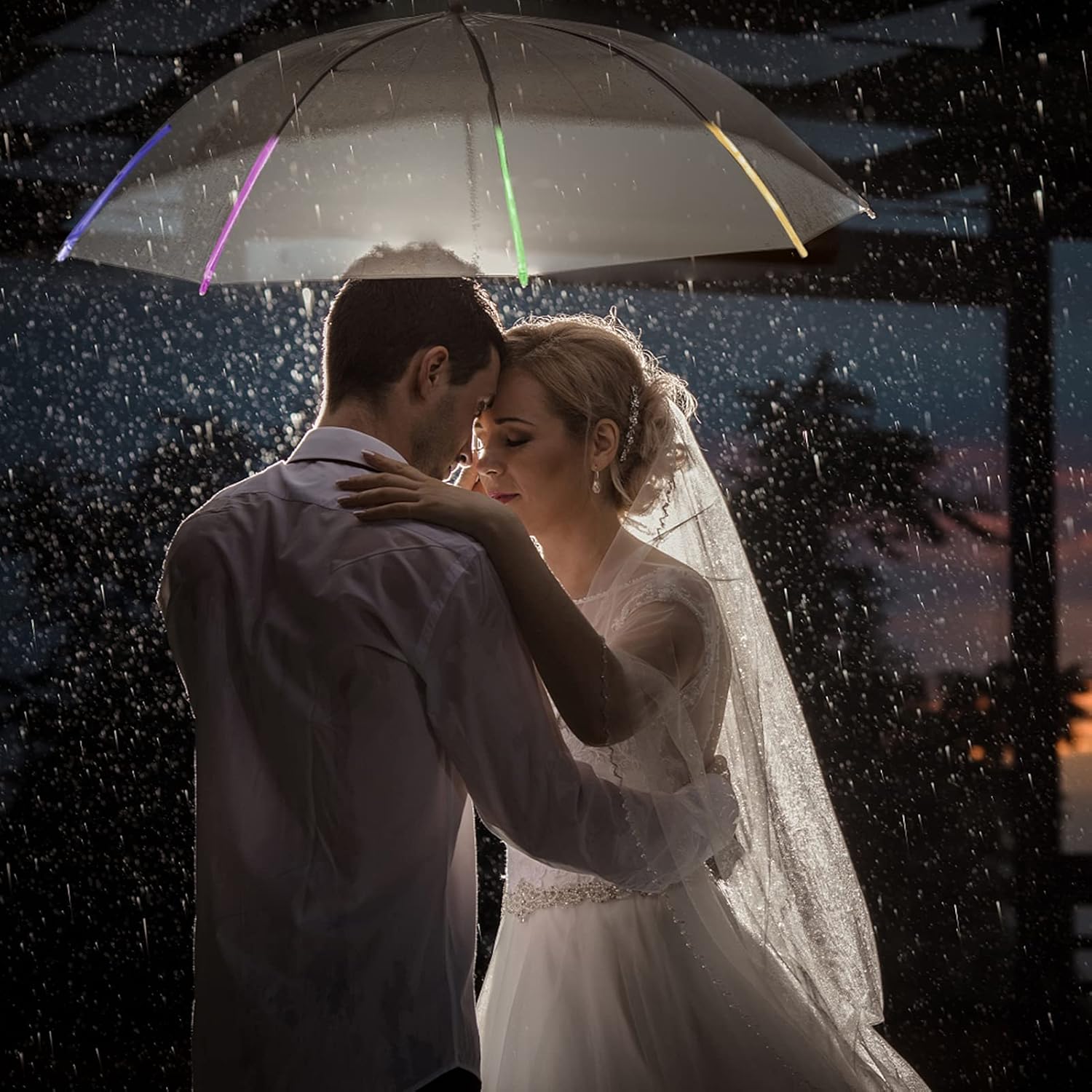 Creative Led Umbrella With Color-Changing Feature, Clear Multipurpose Stick Umbrella