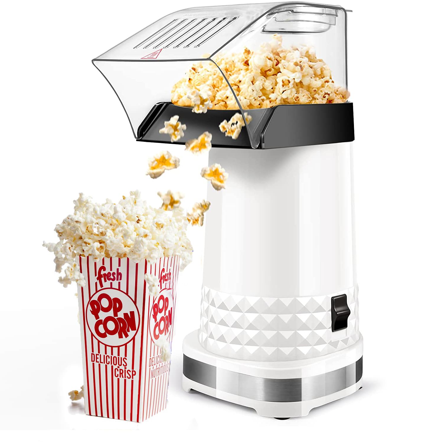 Popcorn Machine, Hot Air Popcorn Maker No Oil, High Popping Rate, 4.5 Quarts 1200w 2 Min Fast Popping Air Popper with Butter Melter, BPA-Free & with ETL Certified, Popcorn Poppers for Home