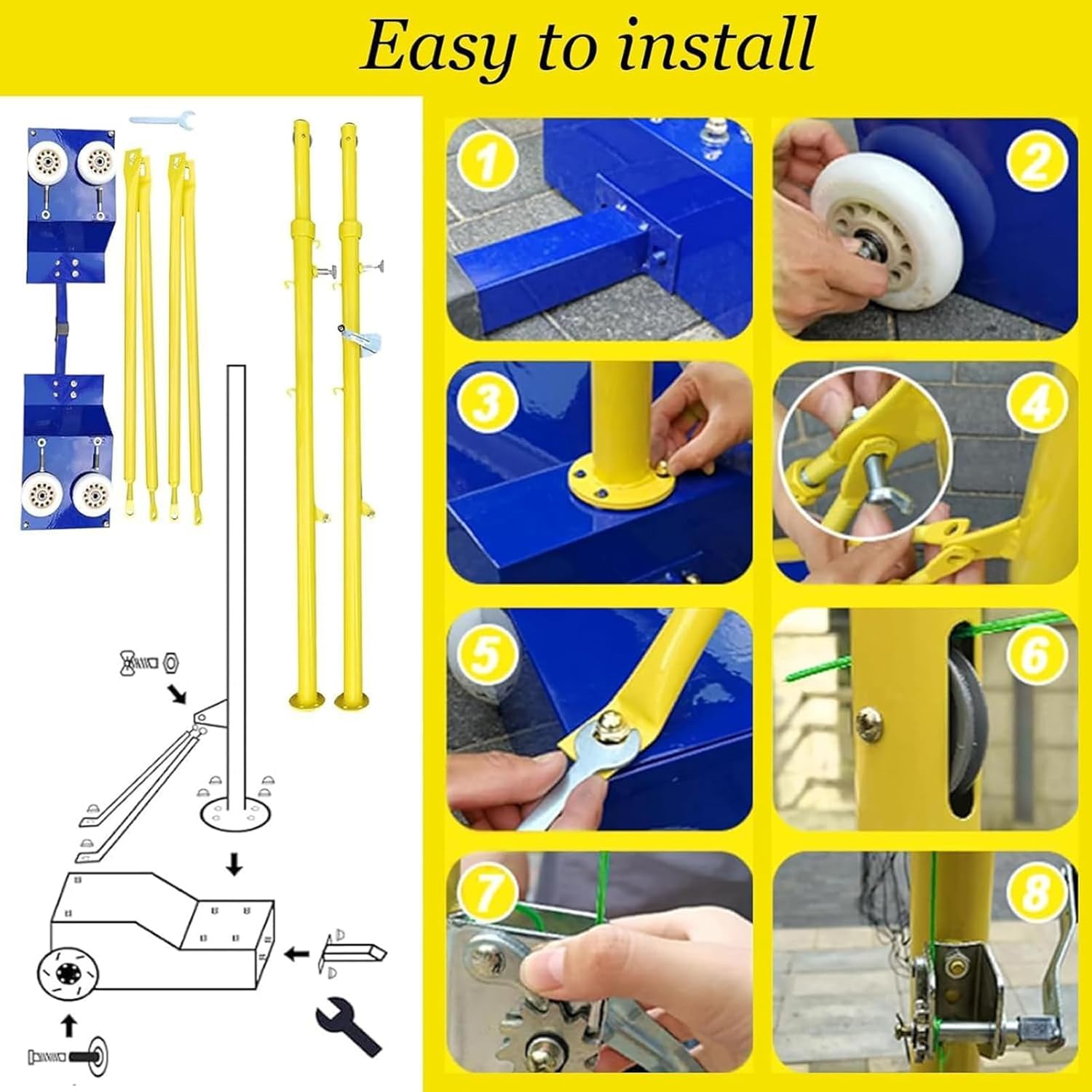 Adjustable Volleyball Net Set for Backyard, 5ft-6.8ft Height, Portable Training Poles, Heavy-Duty Net for Outdoor Play, Ideal for Adults & Youth Sports Activities