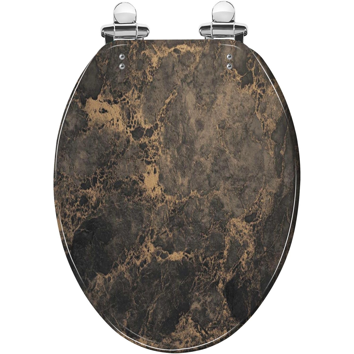 elaborated Toilet seat, Cover Hinges Quiet Close Easy Install, Adjustable, Lightweight, Durable, Portable, User-Friendly, Compact, Decorative, Elongated, Resin