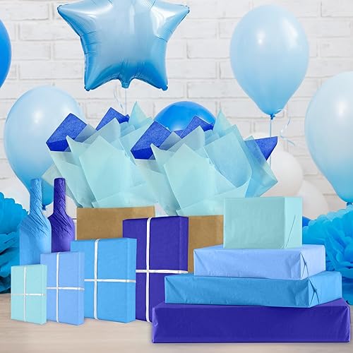 Miniatura 4 de NEBURORA 108 hojas de papel de regalo azul para graduación, papel de seda a granel para Pascua, cumpleaños, boda, Navidad, vacaciones, embalaje y