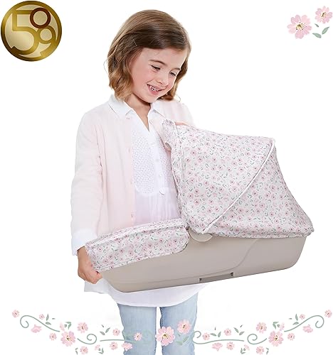 Miniatura 6 de 509 Crew Little Flora - Bella - Cochecito de muñeca 2 en 1 - Flor bronceado-rosa, cochecito de juguete convertible, cuna extraíble, mango ajustable,