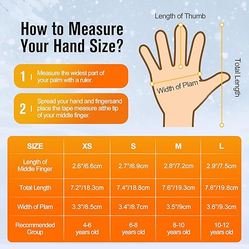 Miniatura 5 de OOPOR Kid Winter Gloves with Grip - Boy Girl Wram Thermal Ski Touch Screen Bike Mittens Black 6-12 Year