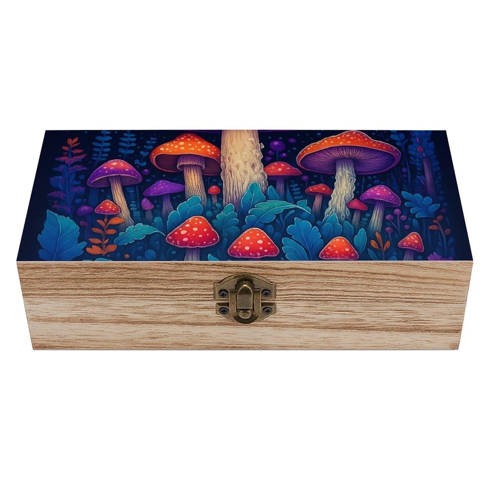 SMAZDFXX Fantasy Mushroom Wooden Storage Box Multipurpose Decorative Box for Jewelry Photo Home Decor