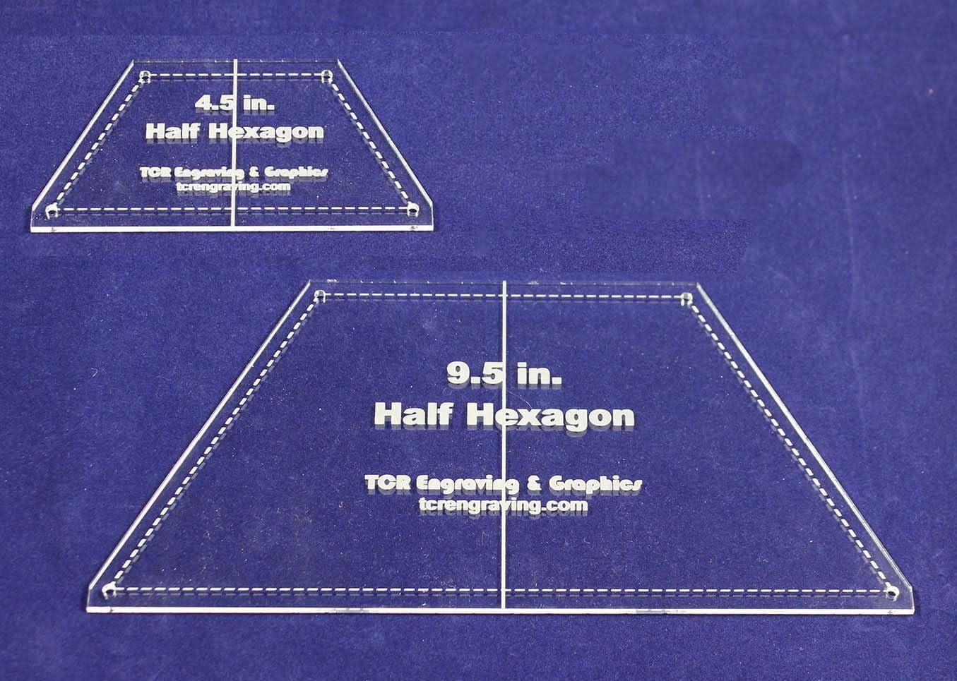 Half Hexagon Quilt Templates 4.5 Inch & 9.5 Inch - 1/8 Inch