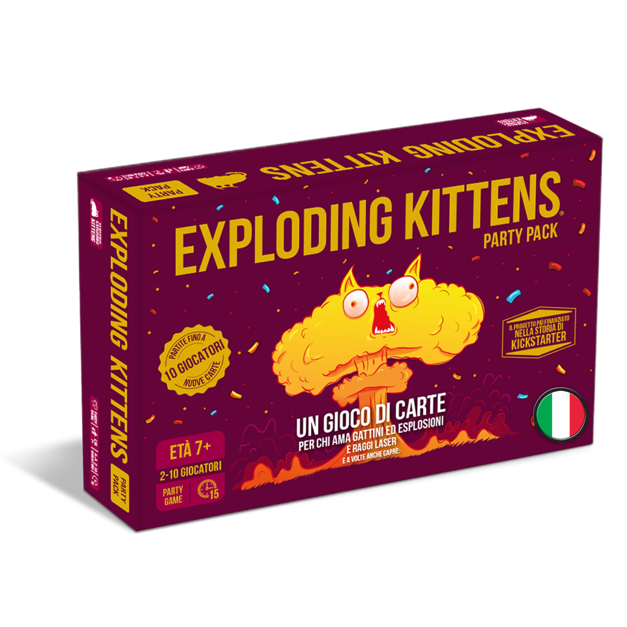Exploding Kittens Asmodee PARTY PACK – Nuova Versione – Gioco da Tavolo Divertente per Famiglie, Bambini e Amici – Carte da Gioco – Idea Regalo – 2-10 Giocatori – 7+ Anni – Edizione in Italiano