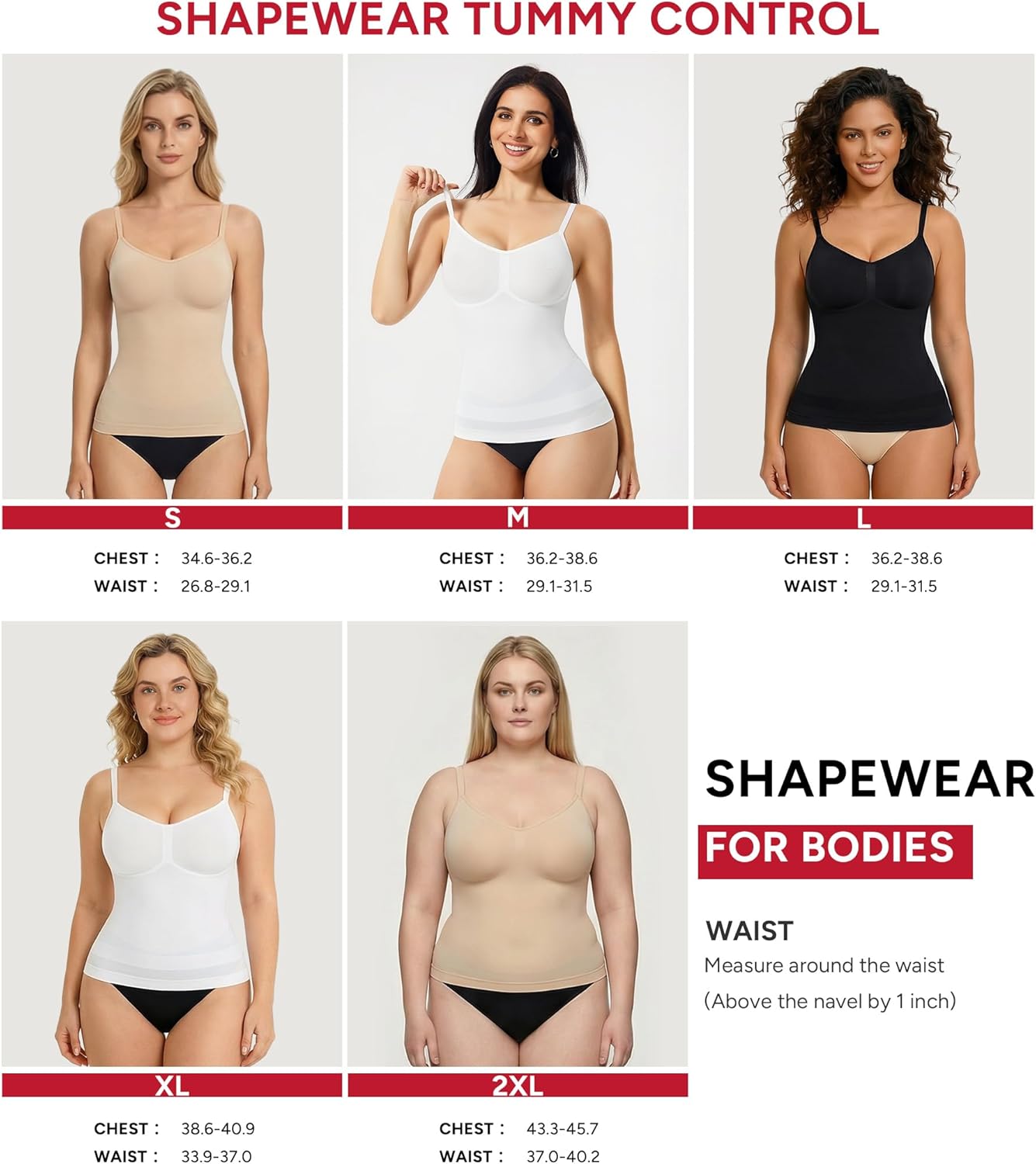 Nebility Compression Tanks for Women Shapewear Tank Top Tummy Control Body Shaper V Neck Camisole - Image 6