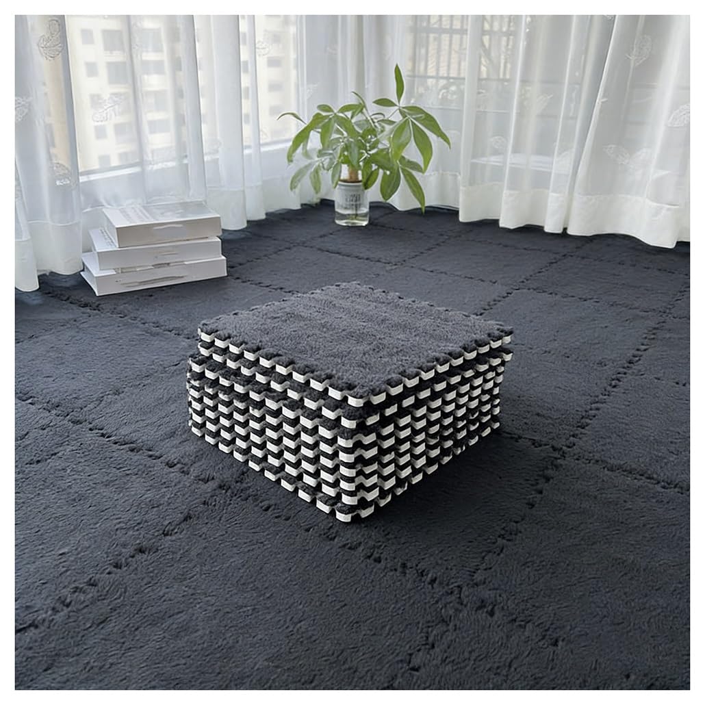 Tappeto Da Pavimento In Schiuma Peluche Tappetino Da Gioco Puzzle Non Colpisci Tappeto In Pile Morbido Per Bambini Da Letto Per Bambini(Black,12 pcs)