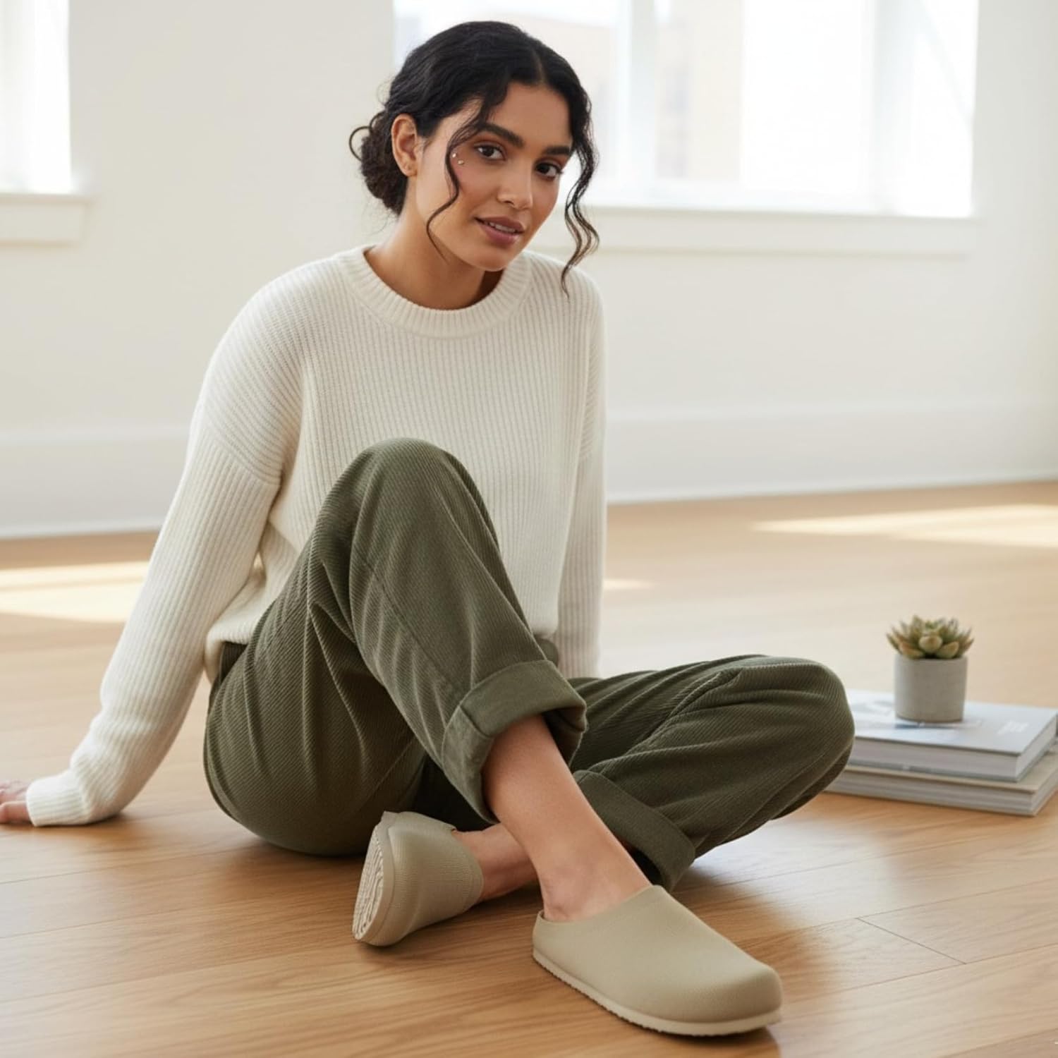 CUSHIONAIRE Women's Sils Knit Cork Footbed Clog with +Comfort - Image 8