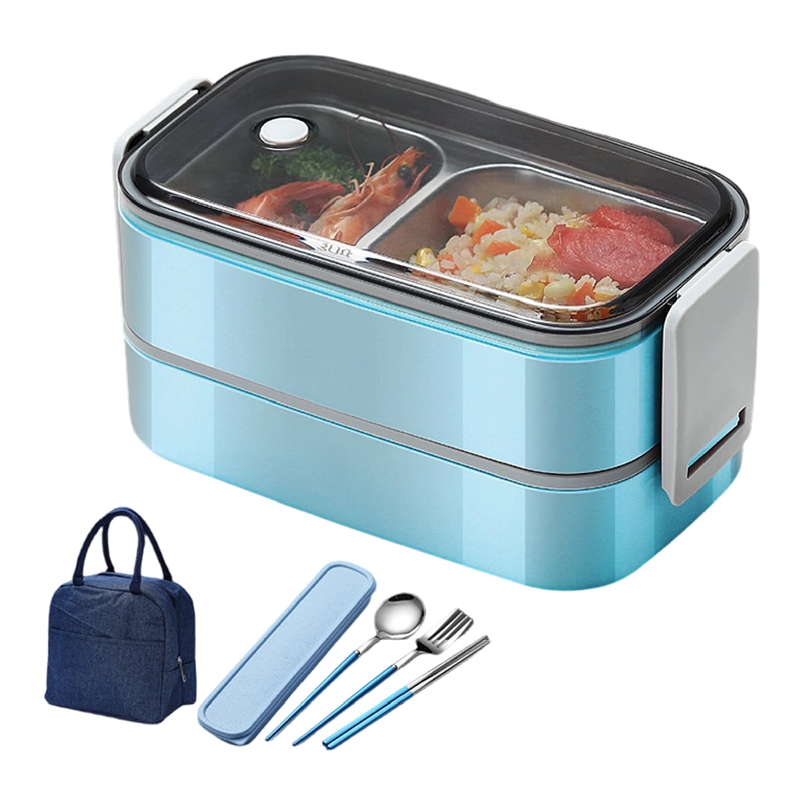 Jazuaiao B Leak-Resistant Lunch Meal Set, Stainless Steel Food Container, Double Layer Design, Carry Ag, School Routine, Daily Food Tin Portable Packed Meal Organizer Lunch