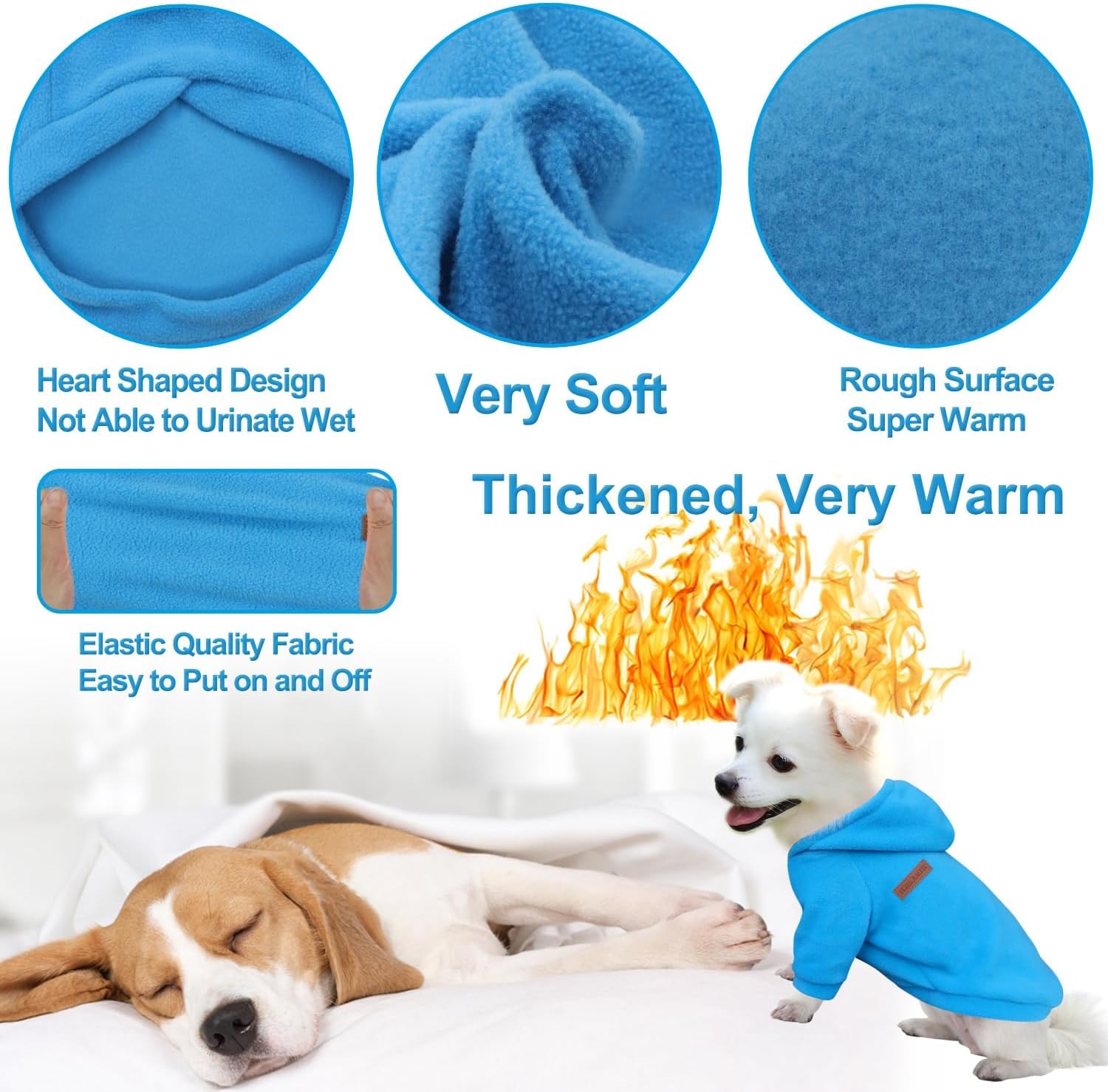 HuaLiSiJi Dog Hoodie Dog Sweatshirt Elasticity Fabric is Quite Comfortable, Soft and Warm for the Animal and Easy to Wear (Blue, XS) - Image 3