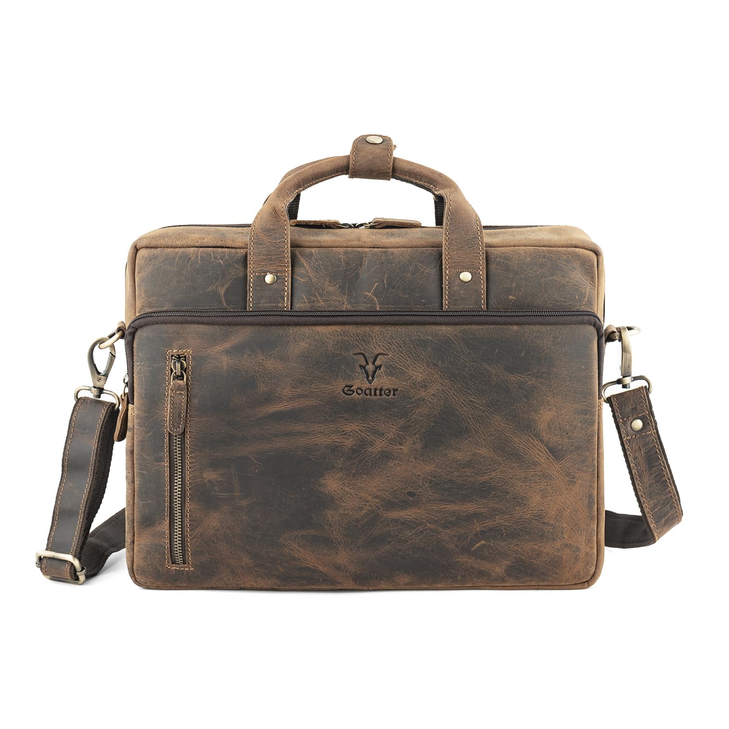 goatter Genuine Leather Multi Pockets Office Laptop Messenger Bag For Men-picture-52