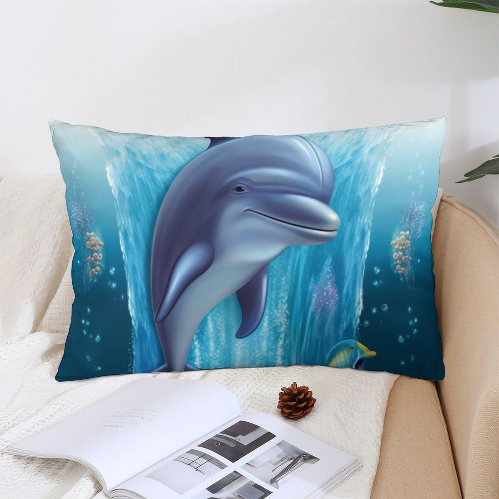 NTVOWPZO Decoration Throw Pillow Covers 12 "x20 Pillowcases Covers Dolphin Soft Pillowcases Modern Farmhouse Home Decor Sofa Cushions Covers for Couch Bed Living Room