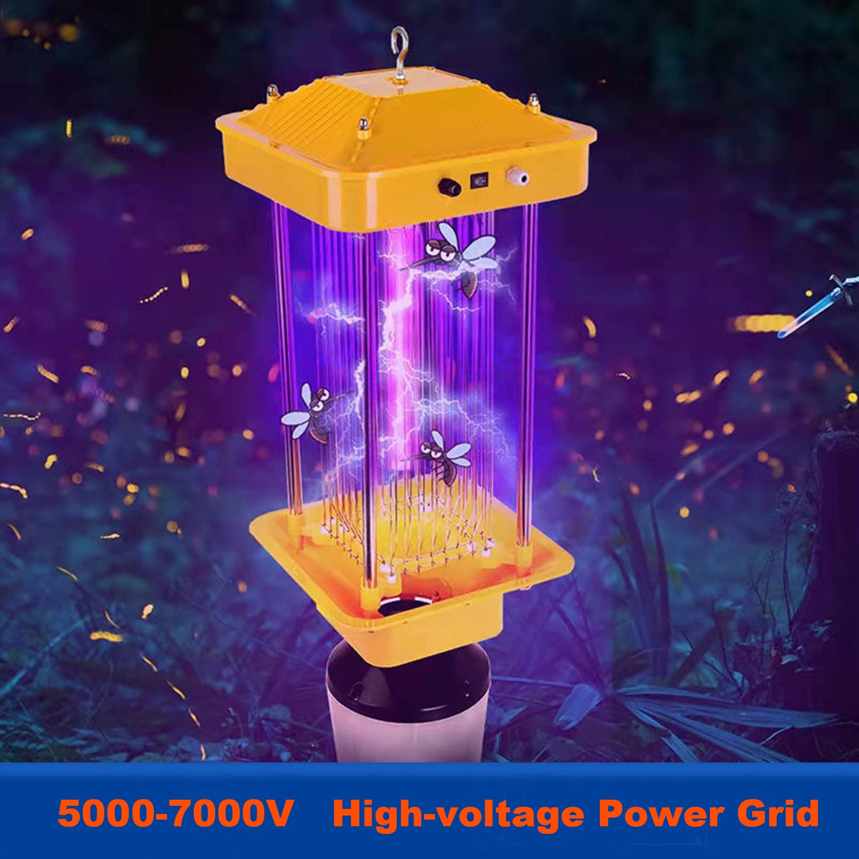 Trappola per Mosche UV Solare da Esterno 3500V 2 in 1 Zapper Completamente Automatico per Insetti, Lampada per Il Controllo dei parassiti agricoli 395nm, Impermeabile IPX7, Lampada antizanzare per
