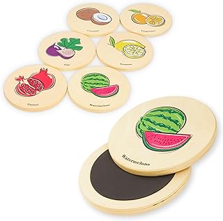 Mamabrum, Wooden Walking Plates for Children, Educational Toy with Fruit Motifs, Mental and Emotional Development, Motor Skills and Balance, Non-Slip and Safe