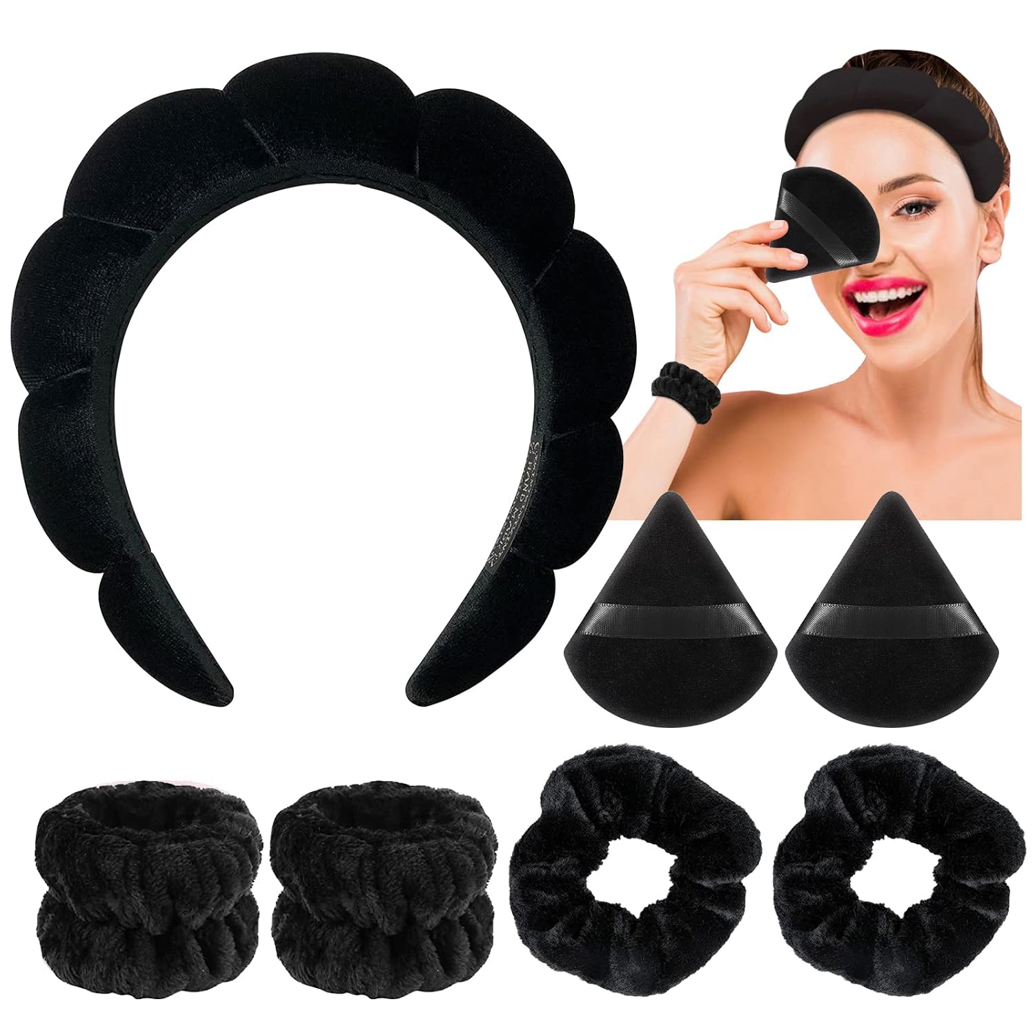 Makeup Spa Headband for Washing Face Bubble Skincare Headbands for Women Face Wash