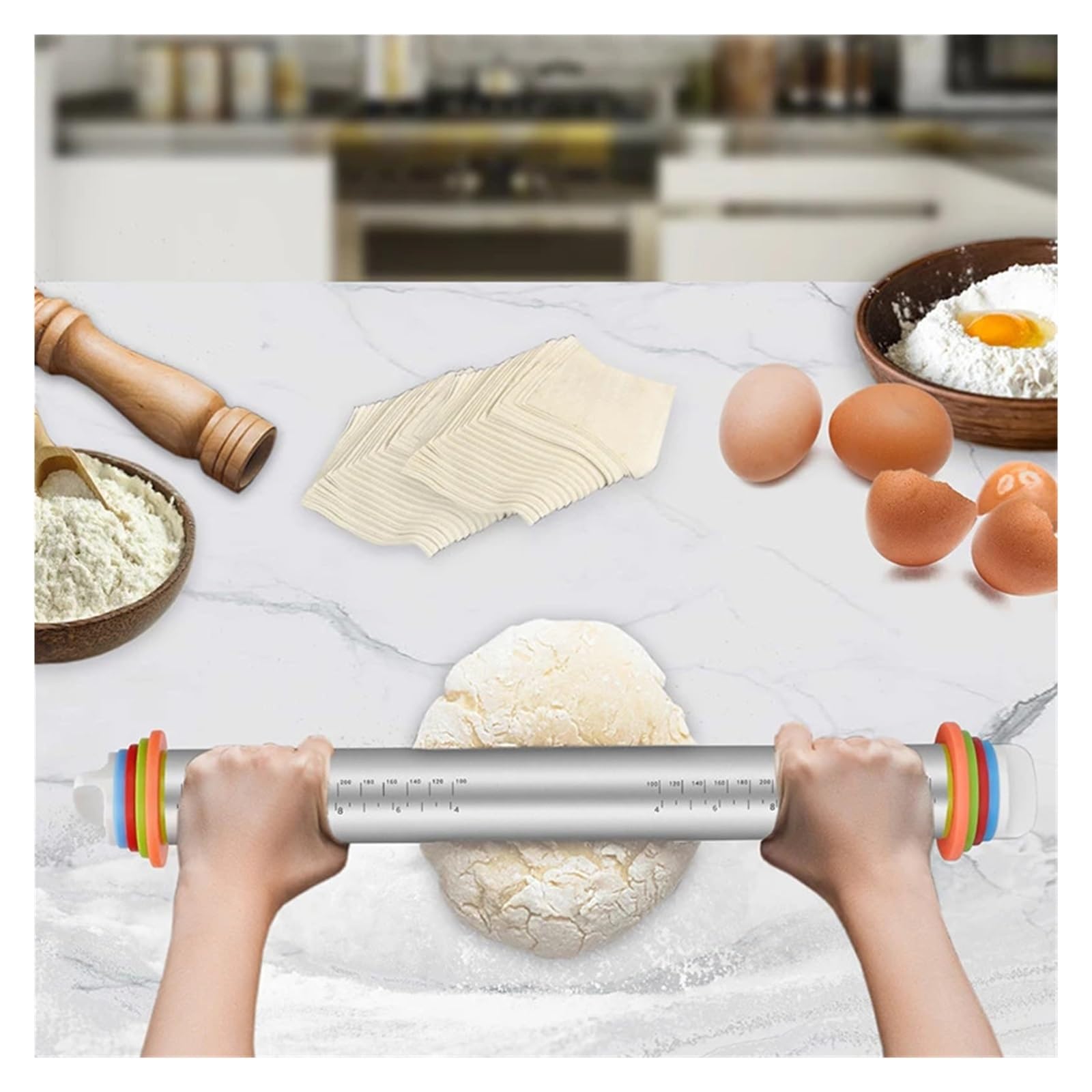 Mattarello regolabile in acciaio inossidabile for pasta di pasticceria da 17 pollici