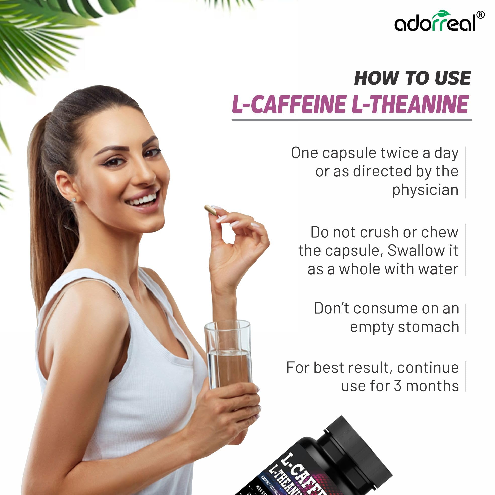 Caffeine + L-Theanine Capsules – Clean Energy & Focus Supplement – Jitter-Free Mental Boost, Mood & Productivity Support – 60 Vegan Capsules — Amazon image 5
