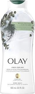 Olay Fresh Outlast Paraben Free Body Wash with Relaxing Notes of Eucalyptus and Spirulina, 650 mL