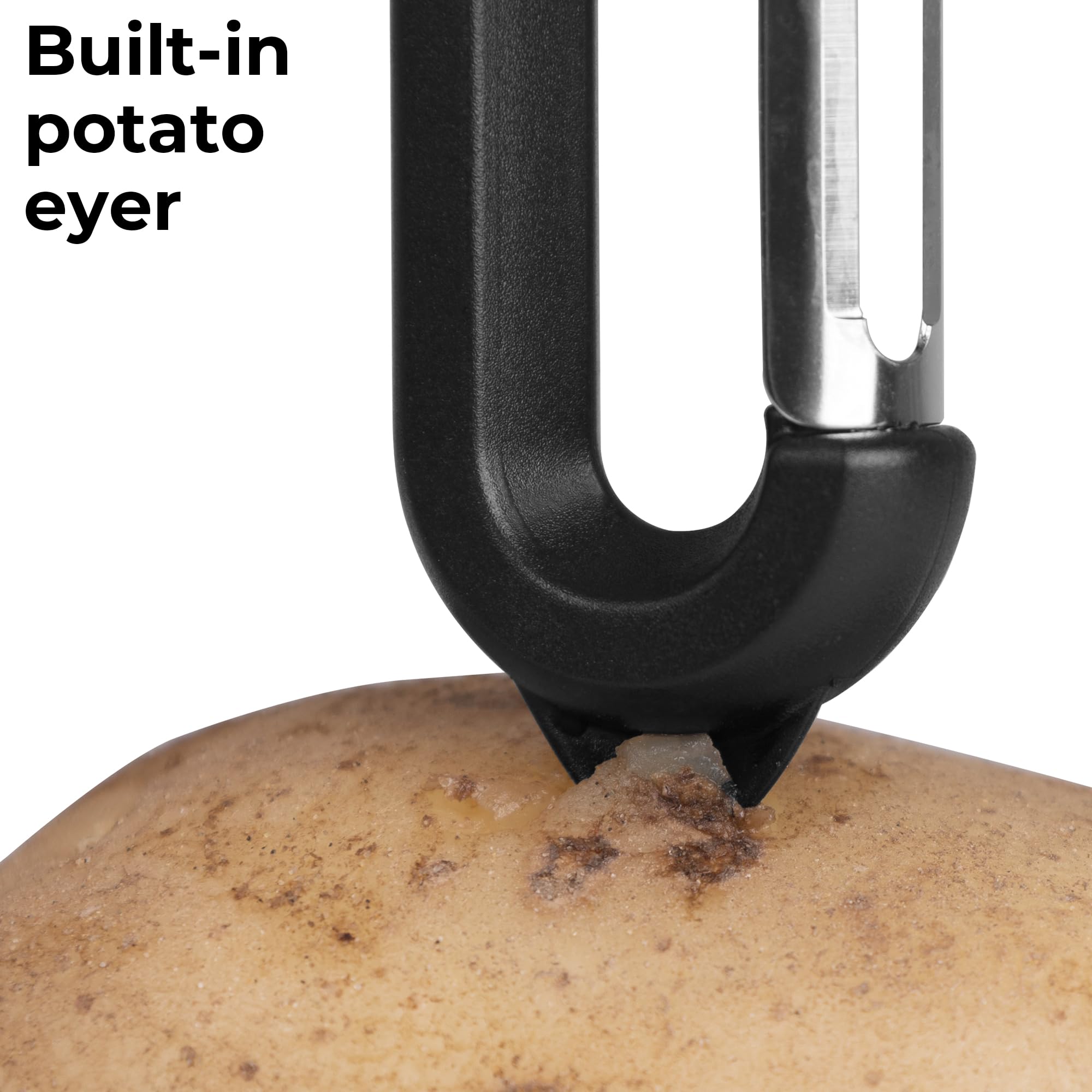 Linoroso 3PCS Pelapatate Professionale a Forma di I-Liscia e I-Seghettata e Y-Striata con Punte Appuntite, Per Pela Patate e Verdura Frutta, Scorrevolezza e Impugnatura Confortevole - Nero