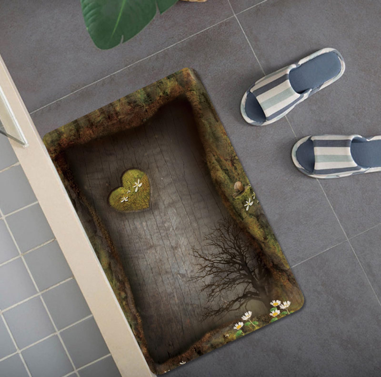 Zerbino Ingresso Esterno Cuore Verde Olivo Tappeto Salotto Poliestere Zerbino Ingresso Interno Moderno Tappeti Soggiorno Cucina Lavabile Tappeto da Esterno Antiscivolo Tappeti Moderni 100x120