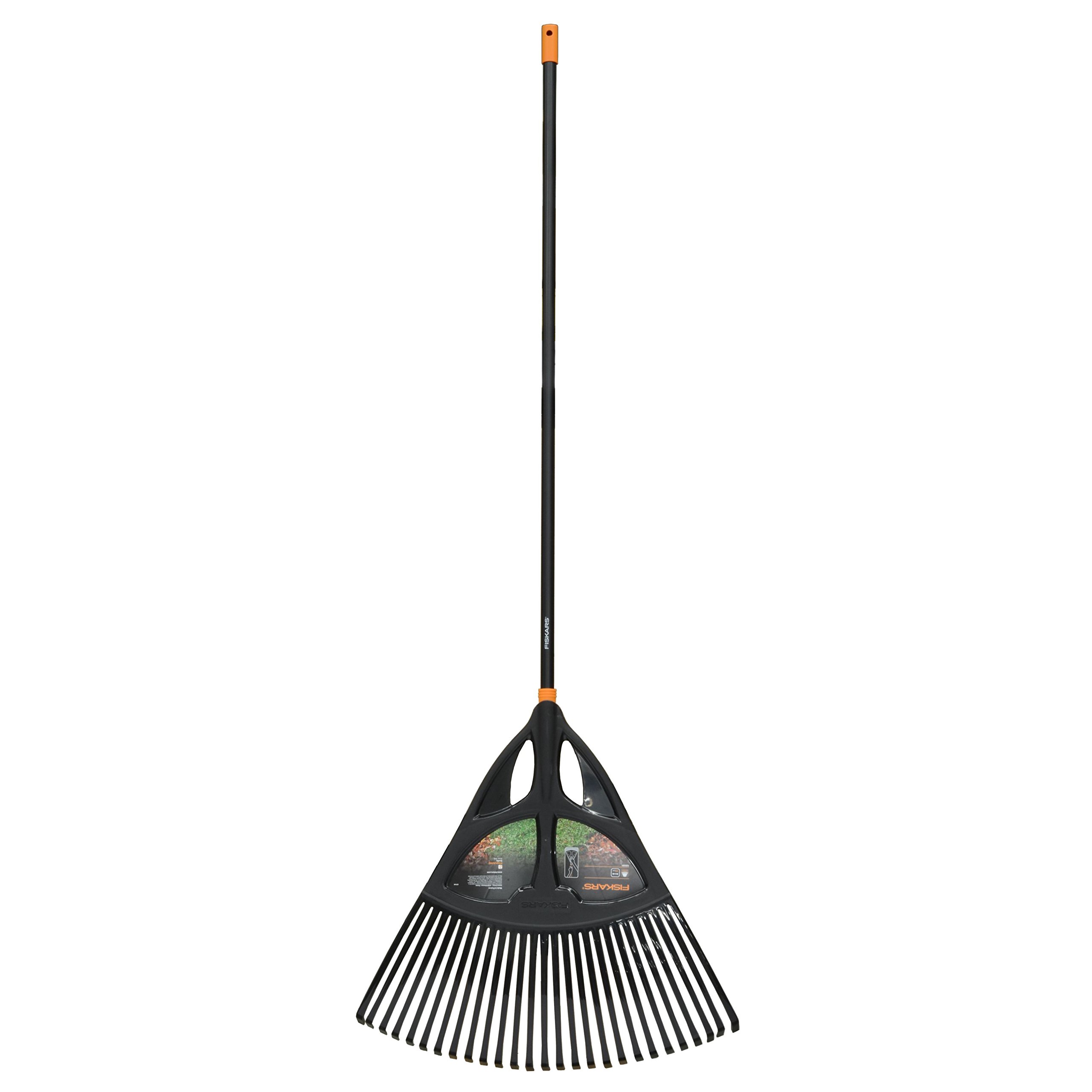 Fiskars Balai à feuilles, 27 dents, Largeur: 65 cm, Dents en plastique/Manche en aluminium, Noir/Orange, XL, Solid, 1015645