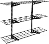 FLEXIMOUNTS 3-Tier 1x3ft Garage Storage Wall Shelving, 12x36inch per Shelf Height Adjustable Floating Shelves, Heavy Duty Wall Mounted Shelve, 600lbs Weight Capacity, Black, Classic Series