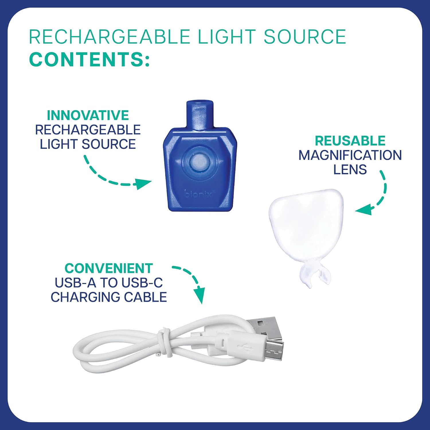 Bionix - Rechargeable Light Source for the Lighted Ear Curette System, USB-C & LED Light Earwax Removal Kit Attachment, Increases Visibility for Cerumen Removal, Ideal for Healthcare Providers