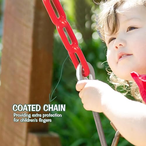 Miniatura 56 de RedSwing Asiento de columpio con respaldo alto para niños pequeños con cadenas recubiertas, asiento de columpio resistente para niños, para Columpio