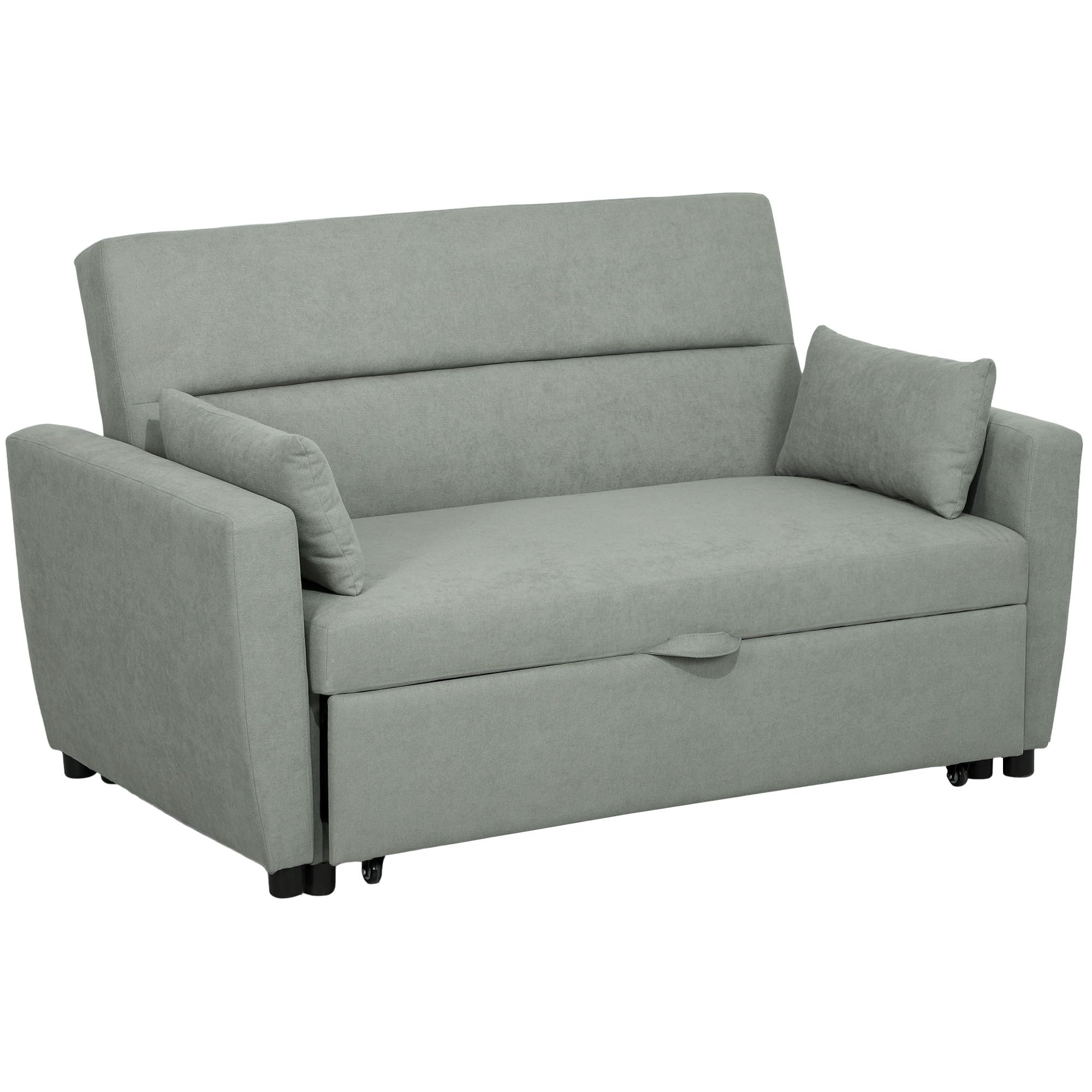 HOMCOM Schlafsofa mit Schlaffunktion, Verstellbare Rückenlehne, Hellgrau
