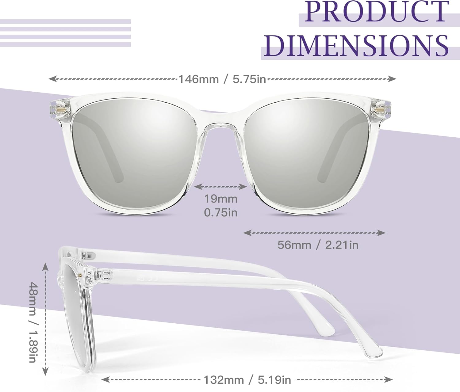 SIPHEW Mirrored Polarized Sunglasses for Women - Designer Oversized Square Beach Eyewear w UV400 Protection - Image 6