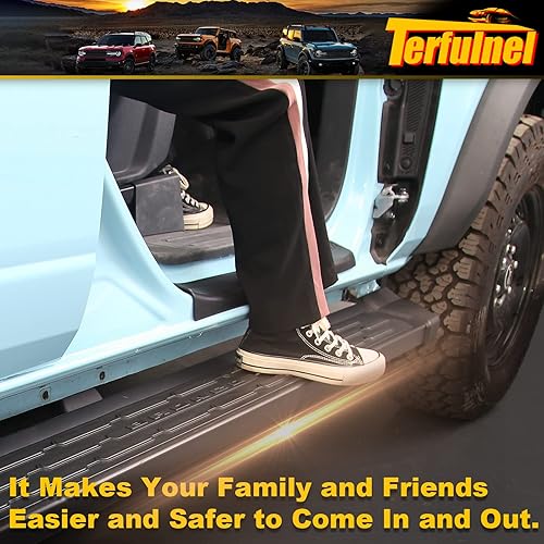 Miniatura 7 de Terfulnel Estribos para accesorios Ford Bronco 2021 2022 2023 2 puertas barras laterales de caída con soportes de montaje escalones de puerta