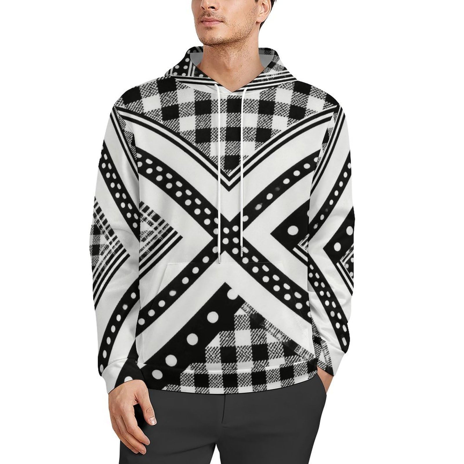 Geometría Clásica En Blanco Y Negroflag Pullover Hoodie Sudadera con Capucha Hoodies For Men Y Mujer Hoodie Sweatshirts Men's Hoodie