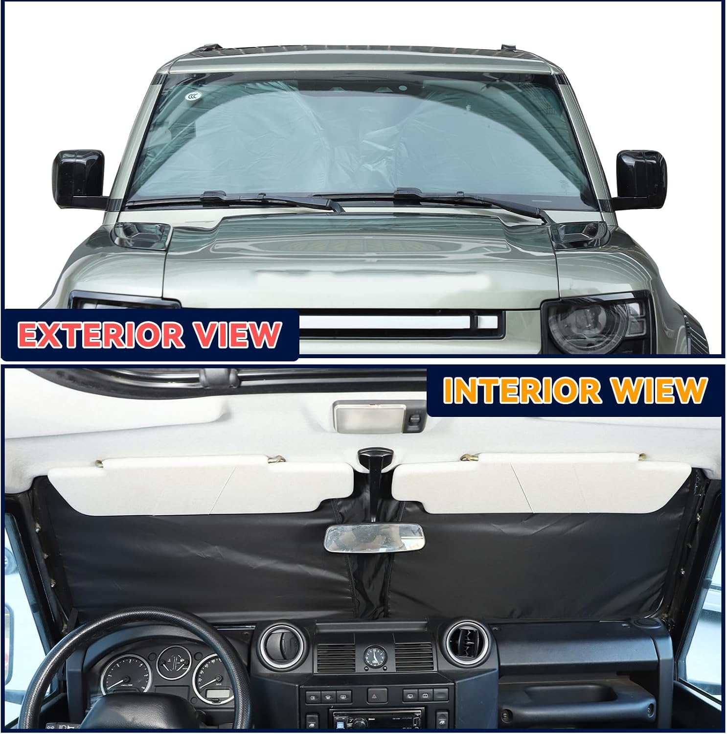 Windshield Sun Shade Compatible with Mercedes-Benz G-Class W463 G63 G65 G55 G500 G550 G350d 2004-2018 ，Front Window Sun Visor Protector,UV Protection Heat Insulation Windshield Sunshade (Style D)