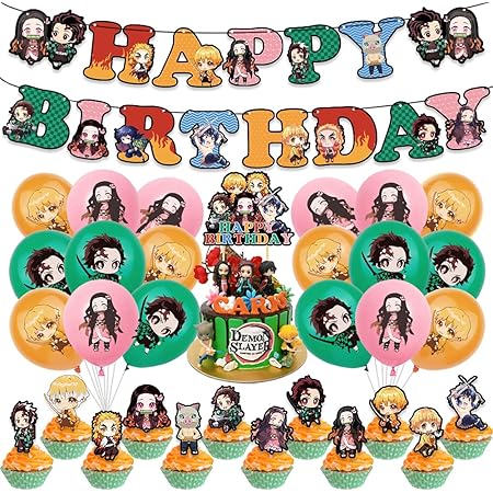 Amazon Haftss 鬼滅 のやいば アニメ 風船 バースデーバルーン 誕生日 バルーン バースデー 飾り 誕生日 飾り 誕生日 装飾 男の子 女の子 風船 バルーン おもちゃ