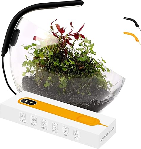 Luz de acuario con clip, luz de acuario para plantas, lámpara LED flexible para acuarios pequeños de agua dulce, color amarillo PicoSoft de 5 galones