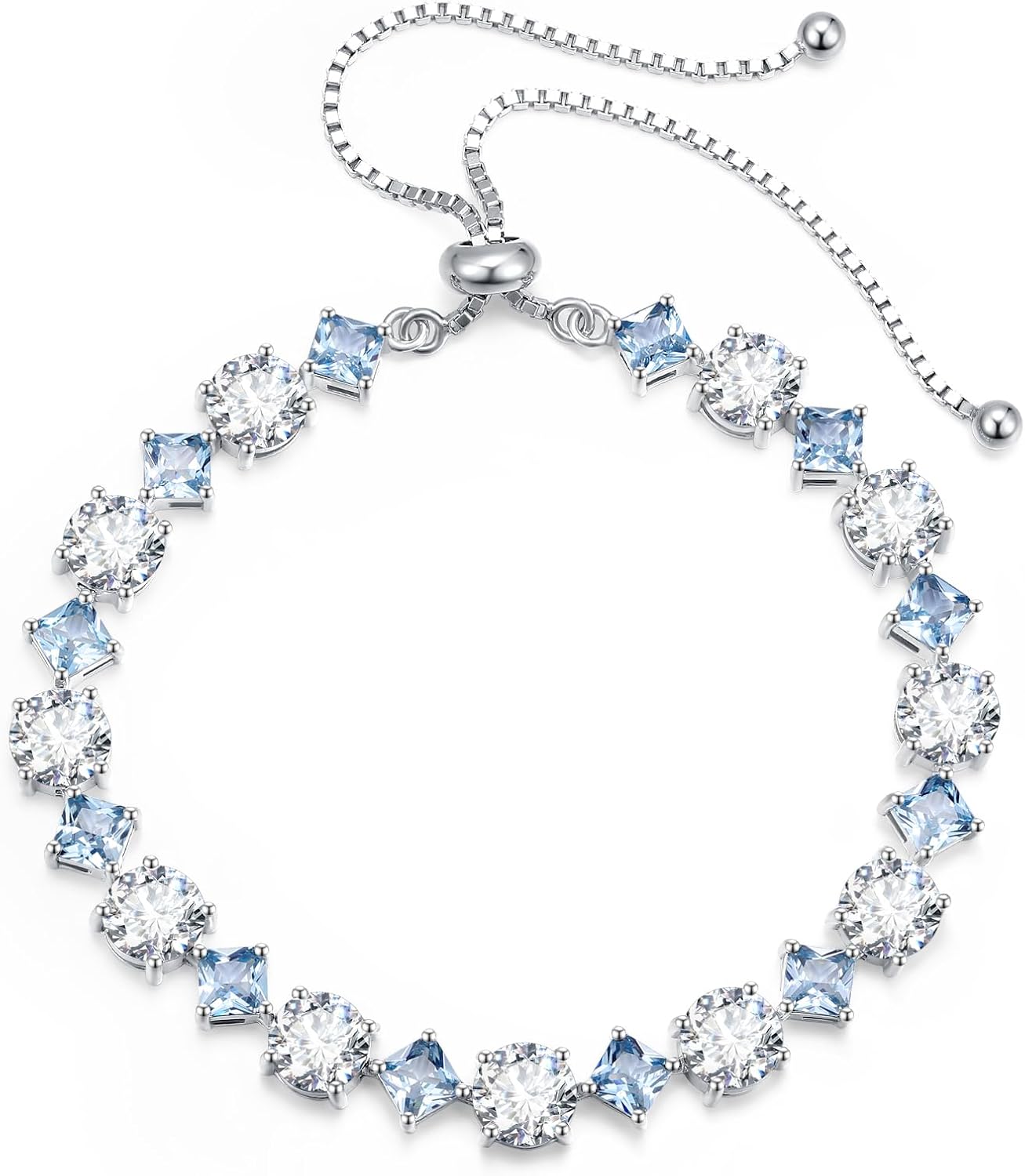 FANCIME Rhythm of Light Sterling Silver Tennis Bracelet Birthstone Bolo Tennis Bracelets for Women Fine Jewelry Birthday Gifts for Women - Image 2