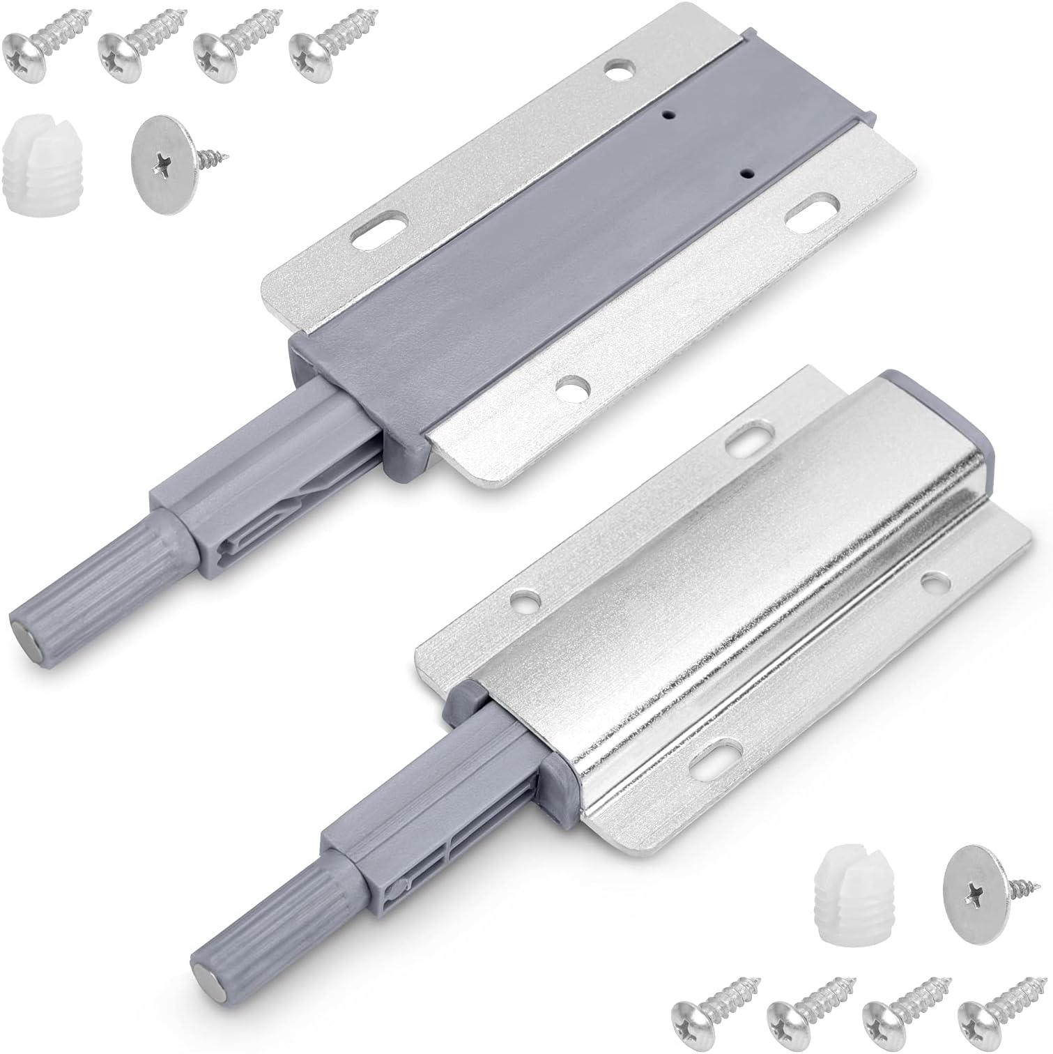 2 Pack Magnetic Push Latches for Cabinets, Heavy Duty Push to Open Close Door Latch, Touch Latches Release Pop Out Kitchen Hardware for Drawer, Closure, Cupboard, Wardrobe, Closet, Door