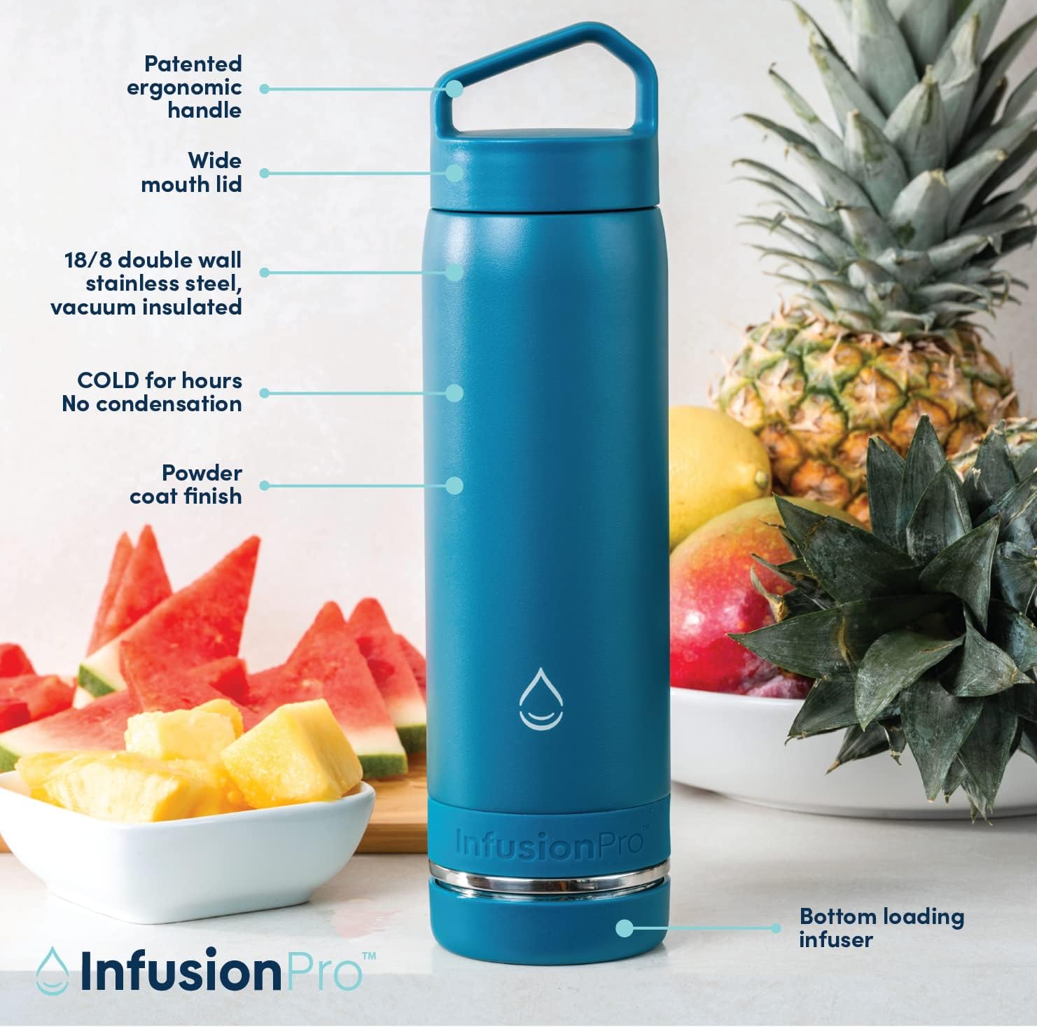 Infusion Pro Fruit Infuser Water Bottle - Vacuum Insulated (20 oz) Stainless Steel : Fruit Infusion Recipe eBook : Bottom Loading for More Flavor : Easy Cleaning : Great Gift - Image 4