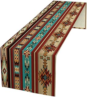 Aztec Table Runner,Vintage Southwest Ethnic Geometric Triditional Table Runner for Kitchen Farmhouse Wedding Party Holiday Dinner Home, 13"x36"