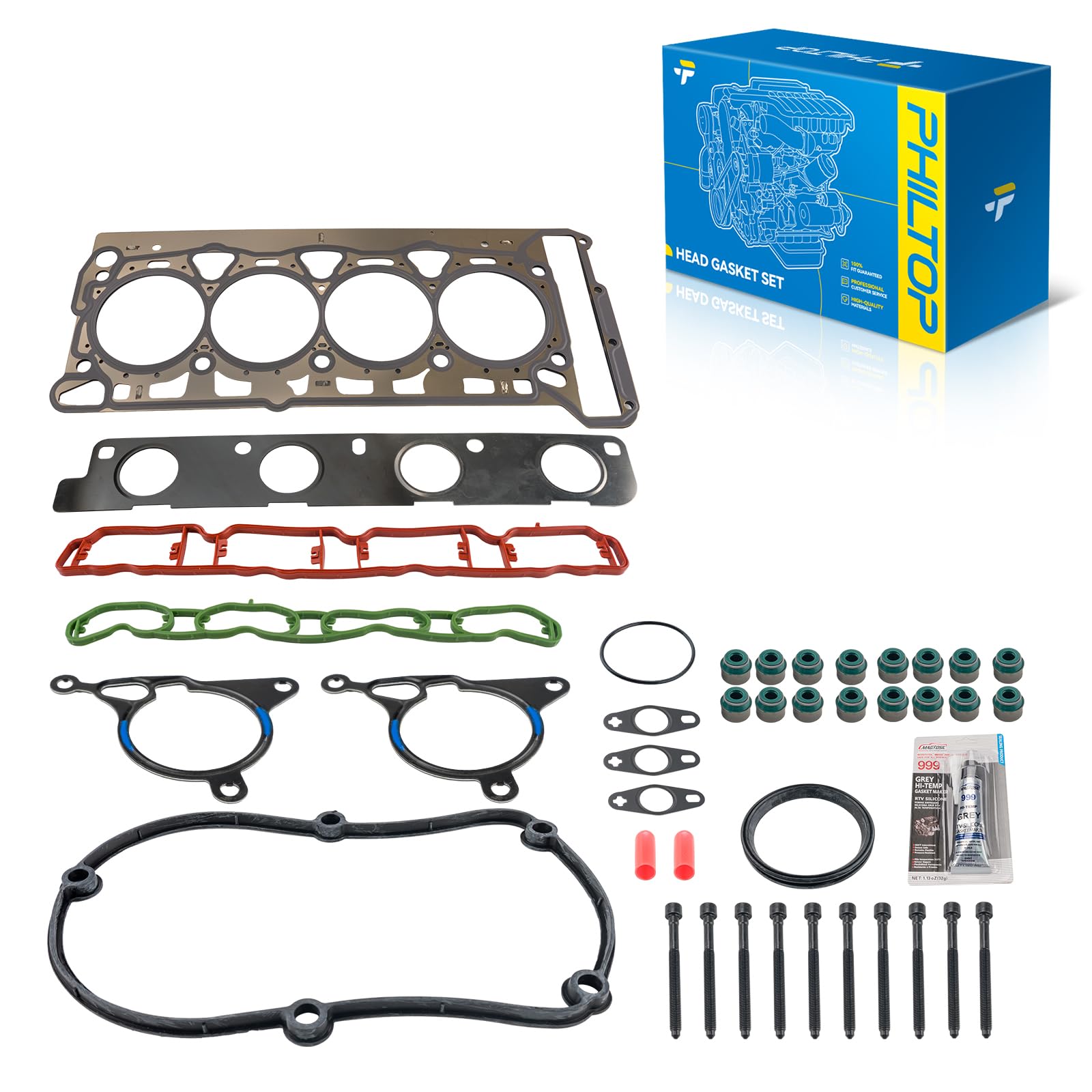 PHILTOP Head Gasket Kit for Audi Q5 2011-2012, Beetle 2012,Tiguan 2009-2012 | Fit for Audi A4 Quattro/Volkswagen CC Eos 2009-2012, Passat 2008-2010, GTI 2008-2012, A3 A5 TT Quattro A6, OE# HS26318PT