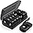 PULIV Extra Large Weekly Pill Organizer 2 Times a Day, One-Side Open Pill Box 7 Day for Easy Filling, Black Privacy Protection AM PM Pill Case for Vitamins, Medication, Supplements, Fish Oils Black