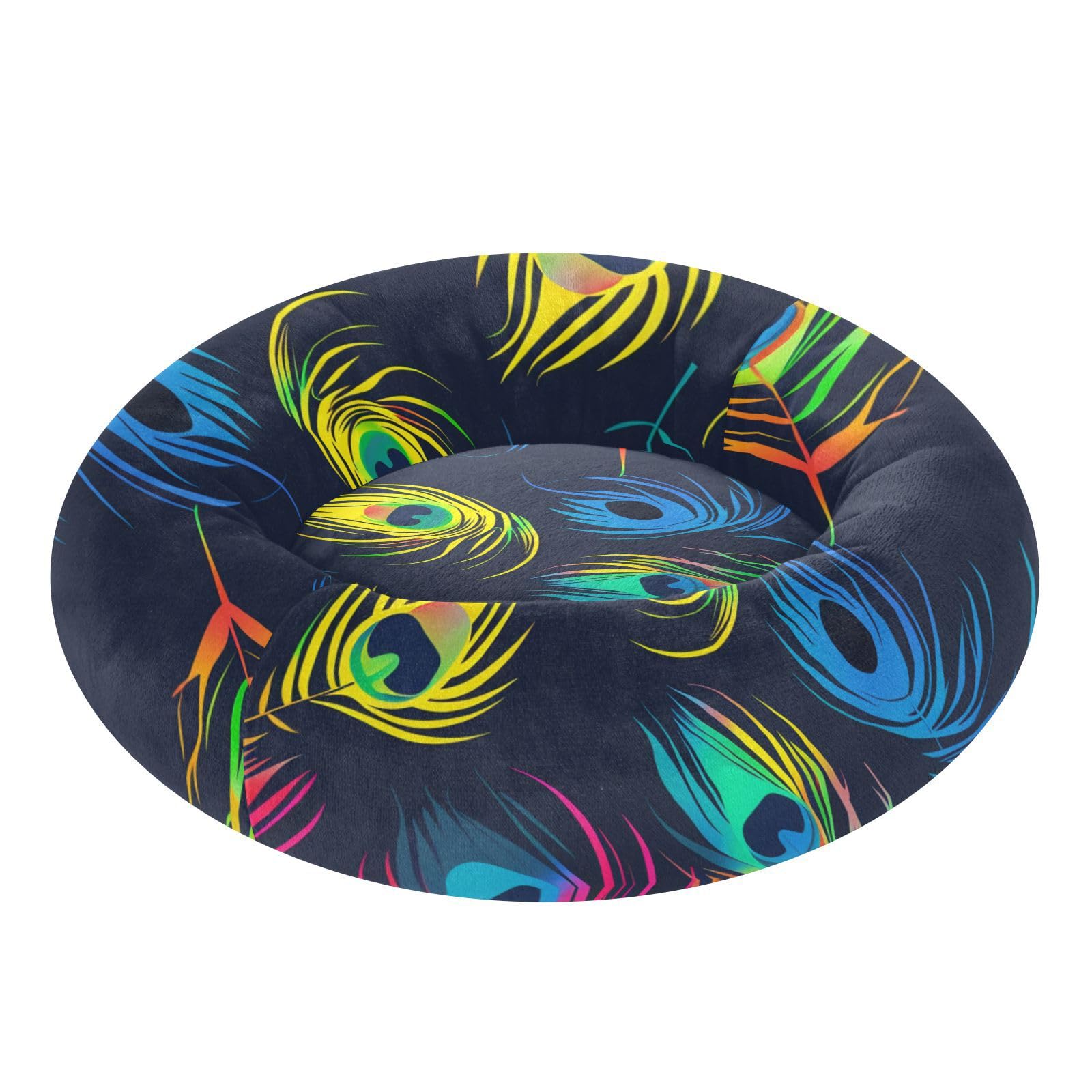 Lit de luxe pour animal domestique plumes de paon M