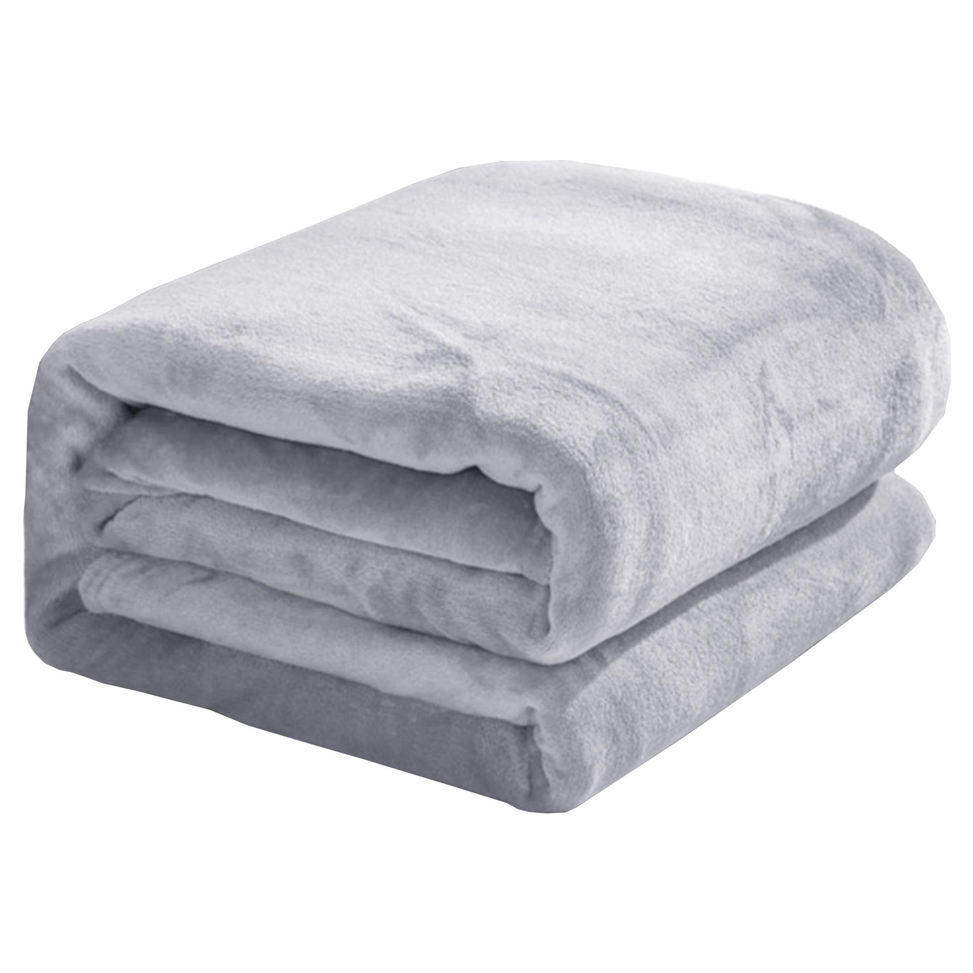 Couverture lit 90x95 scandinave en polaire douce gris argenté