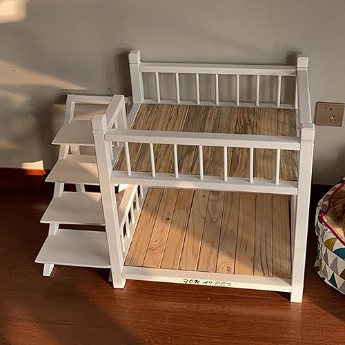 Miniatura 4 de Litera para perros pequeños, medianos y grandes, cama extraíble de doble capa para mascotas con escaleras, color blanco, 31 x 24 x 31 pulgadas