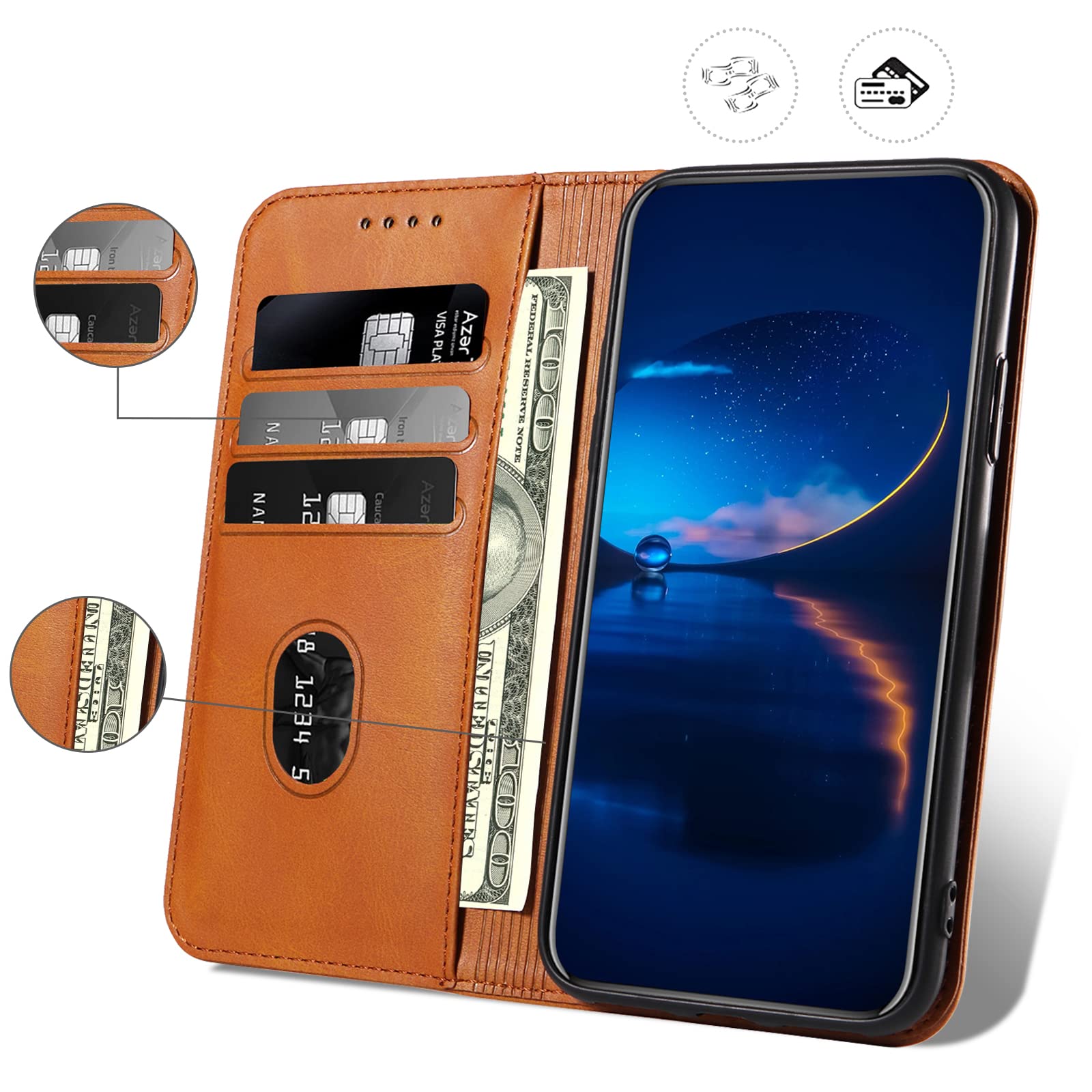 Jasonyu Cover per Xiaomi Redmi Note 13 Pro 5G Flip Custodia in Pelle PU, Cover a Libro Portafoglio, Funzione Supporto, Magnetica, Slot Schede, TPU Bumper Caso Custodia (Blu