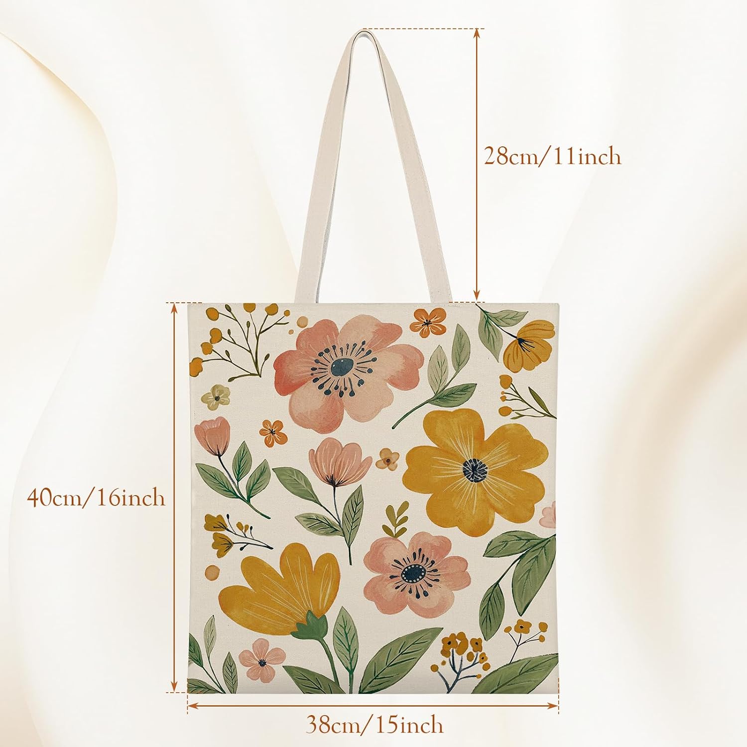 Louise Maelys Floral Canvas Tote Bag For Women with Inner Zipper Pocket