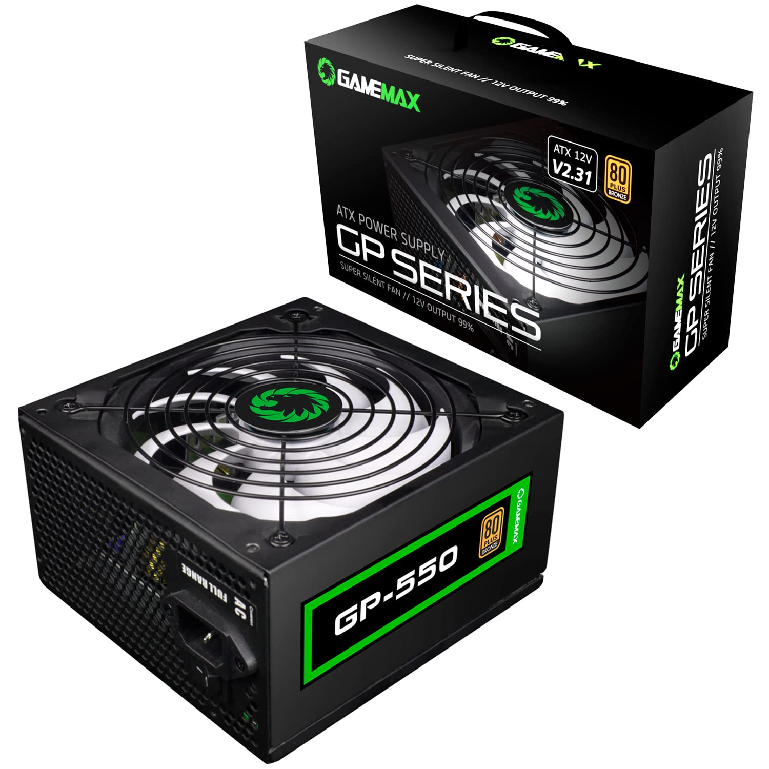 GP550 80 Plus Bronze GP 550W Active PFC 14cm Fan ATX Power Supply Unit - Black